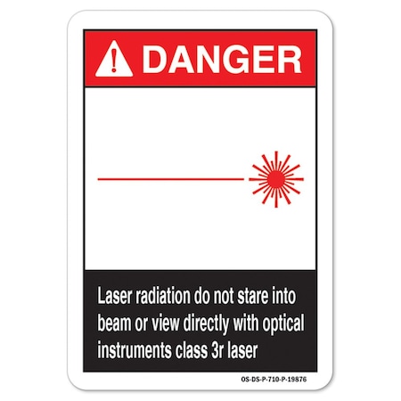 Signmission OSHA, Laser Radiation Do Not Stare Into Beam Or View Directly, 7in X 5in, 7" W, 5" H, Landscape OS-DS-D-57-L-19876